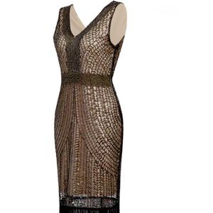 New APRICOT  SEQUENCE 1920’s FLAPPER DRESS